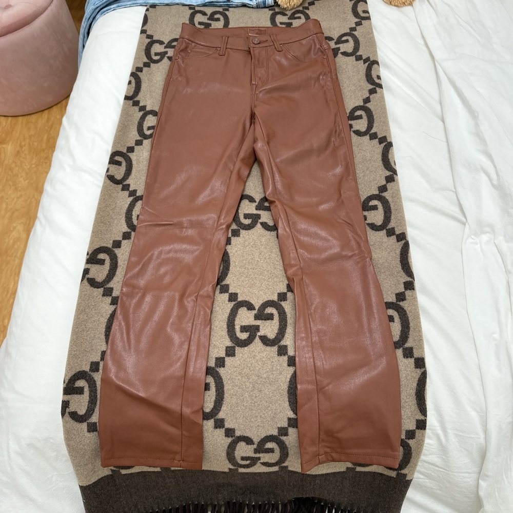 Mother brown leather pants! Size 24